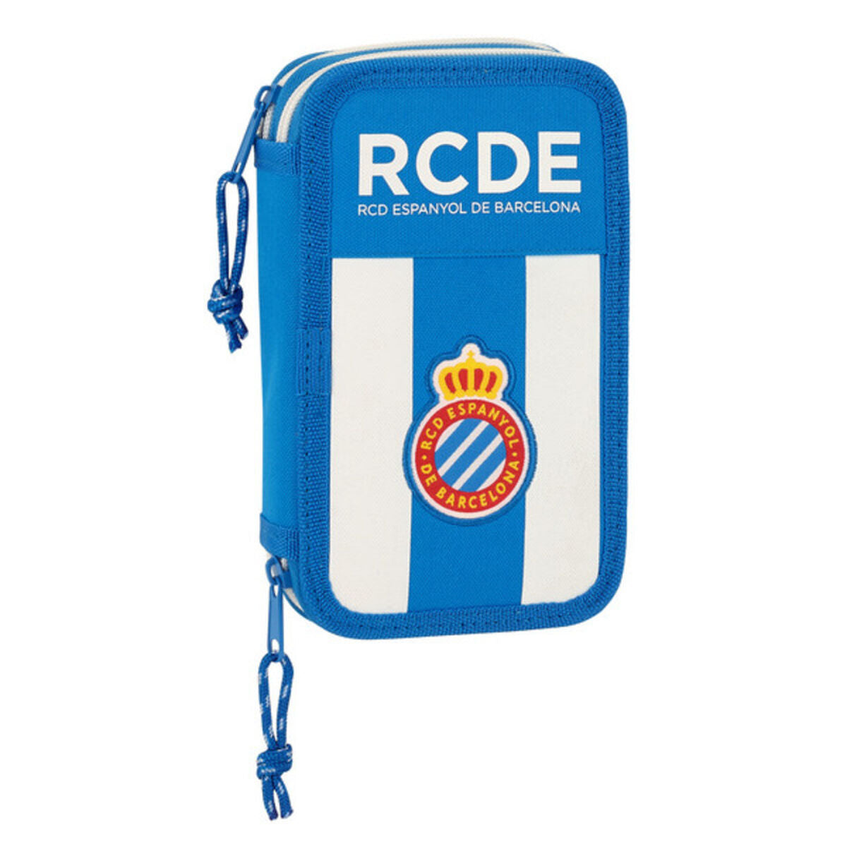 Doppel-Federtasche RCD Espanyol Blau Weiss 12.5 x 19.5 x 4 cm (28 Stücke)