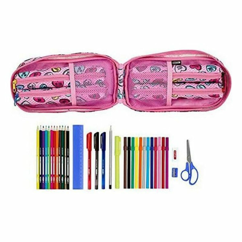 Rucksack mit Federtaschen Safta Rosa (33 Stücke)