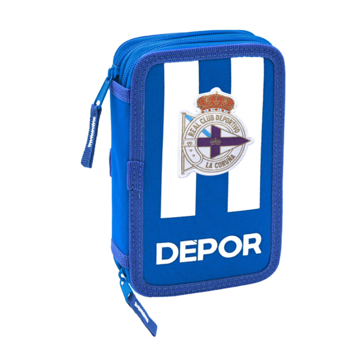 Doppel-Federtasche R. C. Deportivo de La Coruña Blau Weiss 12.5 x 19.5 x 4 cm