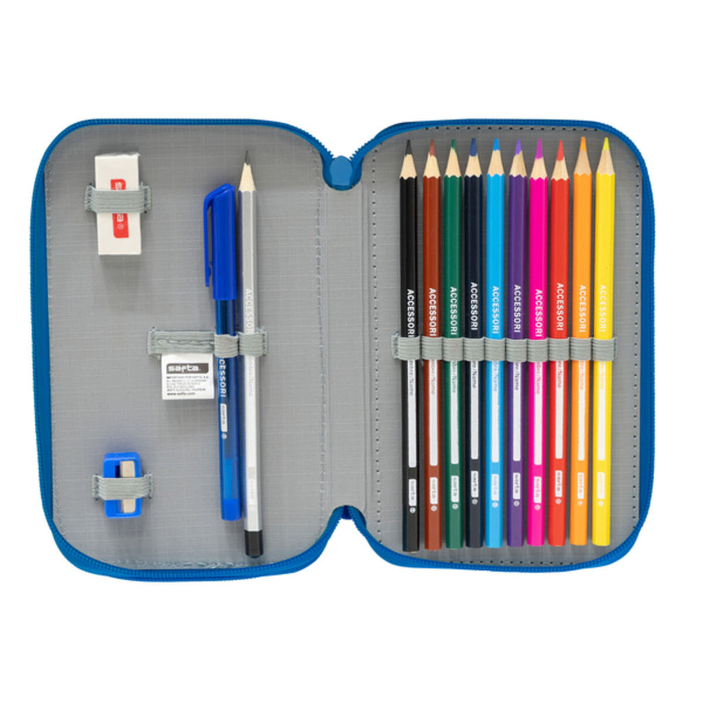 Doppel-Federtasche R. C. Deportivo de La Coruña Blau Weiss 12.5 x 19.5 x 4 cm