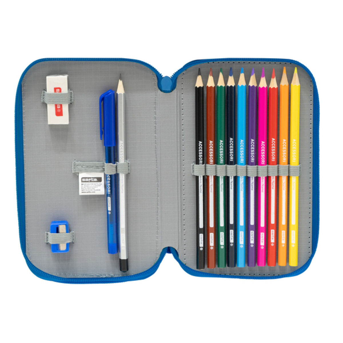 Doppel-Federtasche R. C. Deportivo de La Coruña Blau Weiss 12.5 x 19.5 x 4 cm