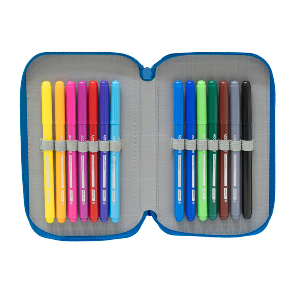 Doppel-Federtasche R. C. Deportivo de La Coruña Blau Weiss 12.5 x 19.5 x 4 cm