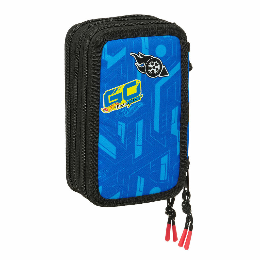 Dreifaches Federmäppchen Hot Wheels Let's race Blau Schwarz 12,5 x 19,5 x 5,5 cm 37 Stücke – Bild 4 | LuxeStyle