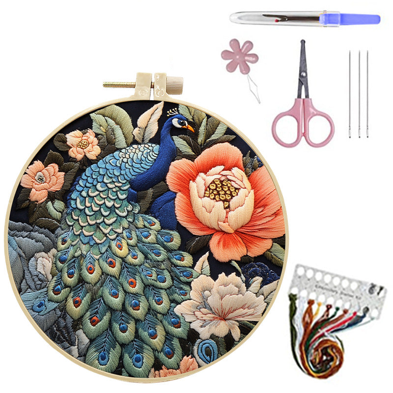 Stickerei-Set Pfau 20 cm Ring – Bild 3 | LuxeStyle