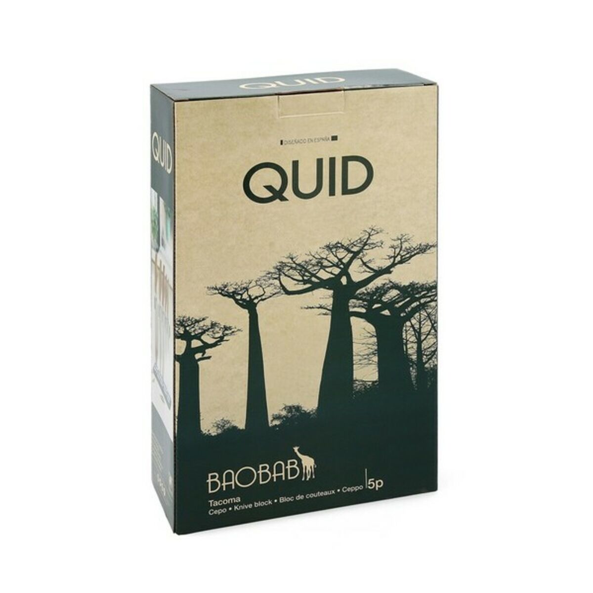 Küchenmesserset und Halterung Quid Baobab (5 pcs) Braun Metall – LuxeStyle Schweiz
