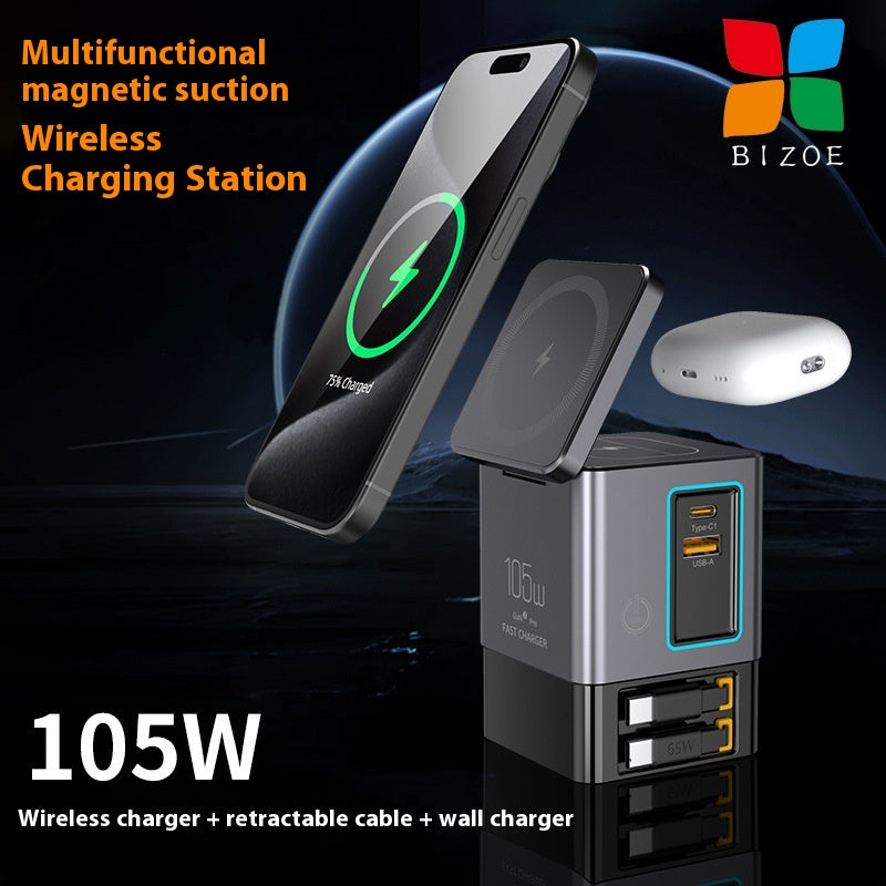 105W Multifunktionales Magnetisches GaN Wireless Ladegerät