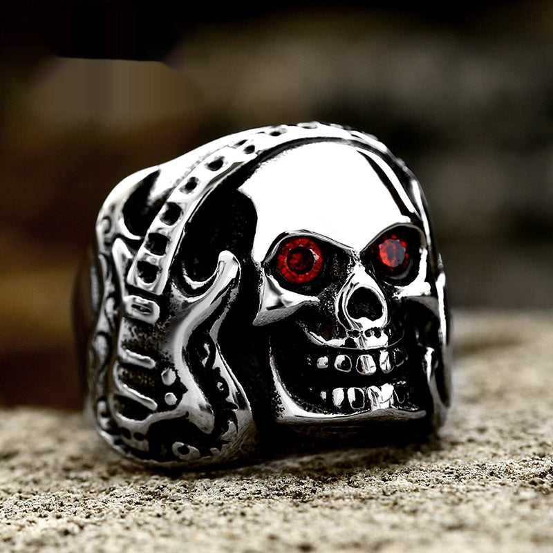 Retro-Totenkopfring aus Edelstahl