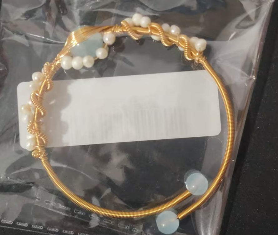 Perlen Armreif vergoldet, Vintage-Stil