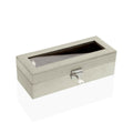 Uhrenbox Versa Creme Samt Holz Polyskin Spiegel Holz MDF 10 x 7,2 x 25
