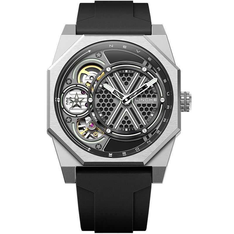 Tonneau Skelett Quarz Armbanduhr