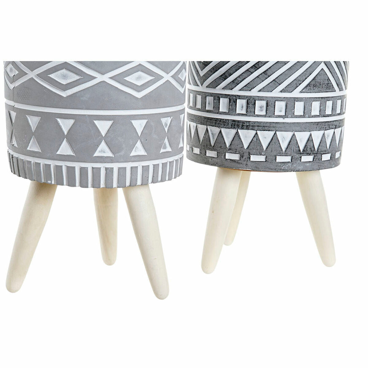 Blumentopf DKD Home Decor Grau Zement Weiß Kiefer Boho (14,3 x 14,3 x