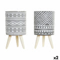 Blumentopf DKD Home Decor Grau Zement Weiß Kiefer Boho (14,3 x 14,3 x