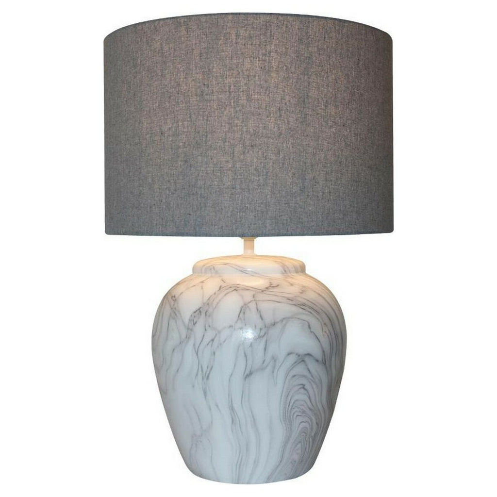 Tischlampe DKD Home Decor Leinwand aus Keramik Grau Weiß (38 x 38 x 58
