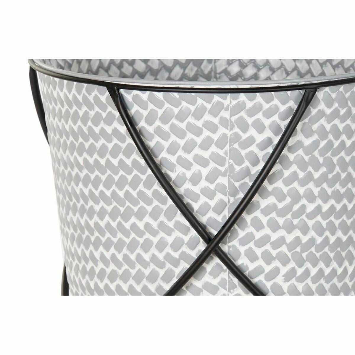 Blumentopfset DKD Home Decor Schwarz Grau Metall Eisen karriert 30 x 40