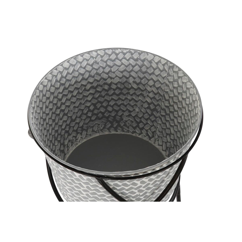 Blumentopfset DKD Home Decor Schwarz Grau Metall Eisen karriert 30 x 40
