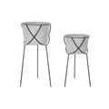 Blumentopfset DKD Home Decor Schwarz Grau Metall Eisen karriert 30 x 40