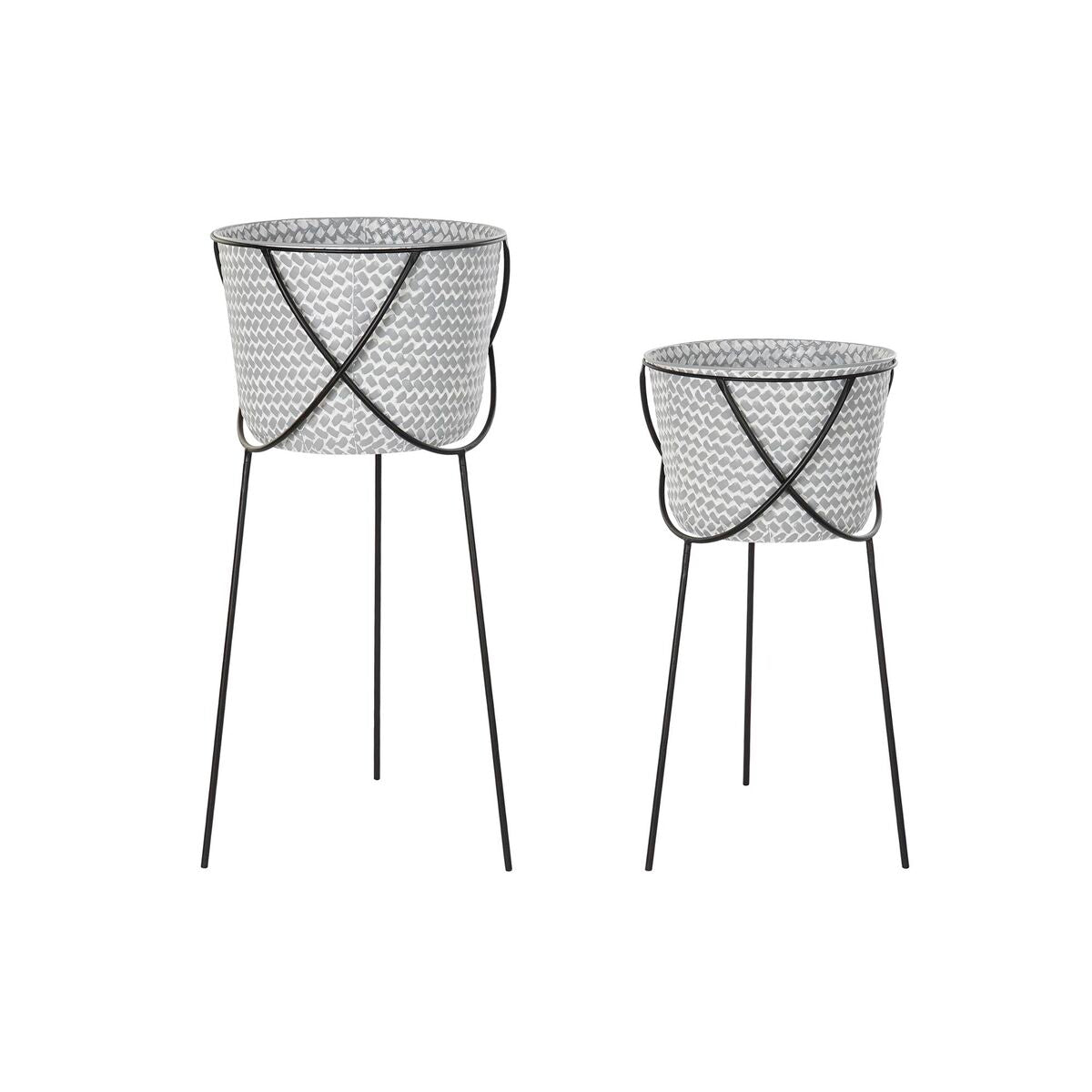 Blumentopfset DKD Home Decor Schwarz Grau Metall Eisen karriert 30 x 40