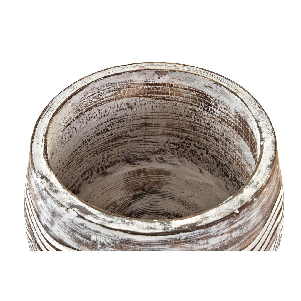 Blumentopf DKD Home Decor Braun Weiß (2 Stück) (22 x 22 x 16 cm)