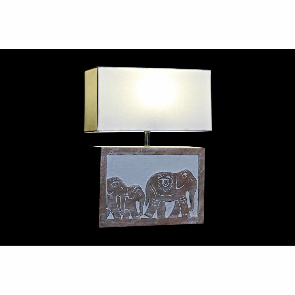 Tischlampe DKD Home Decor Weiß Braun Mango-Holz 50 W 220 V 33 x 12 x 41