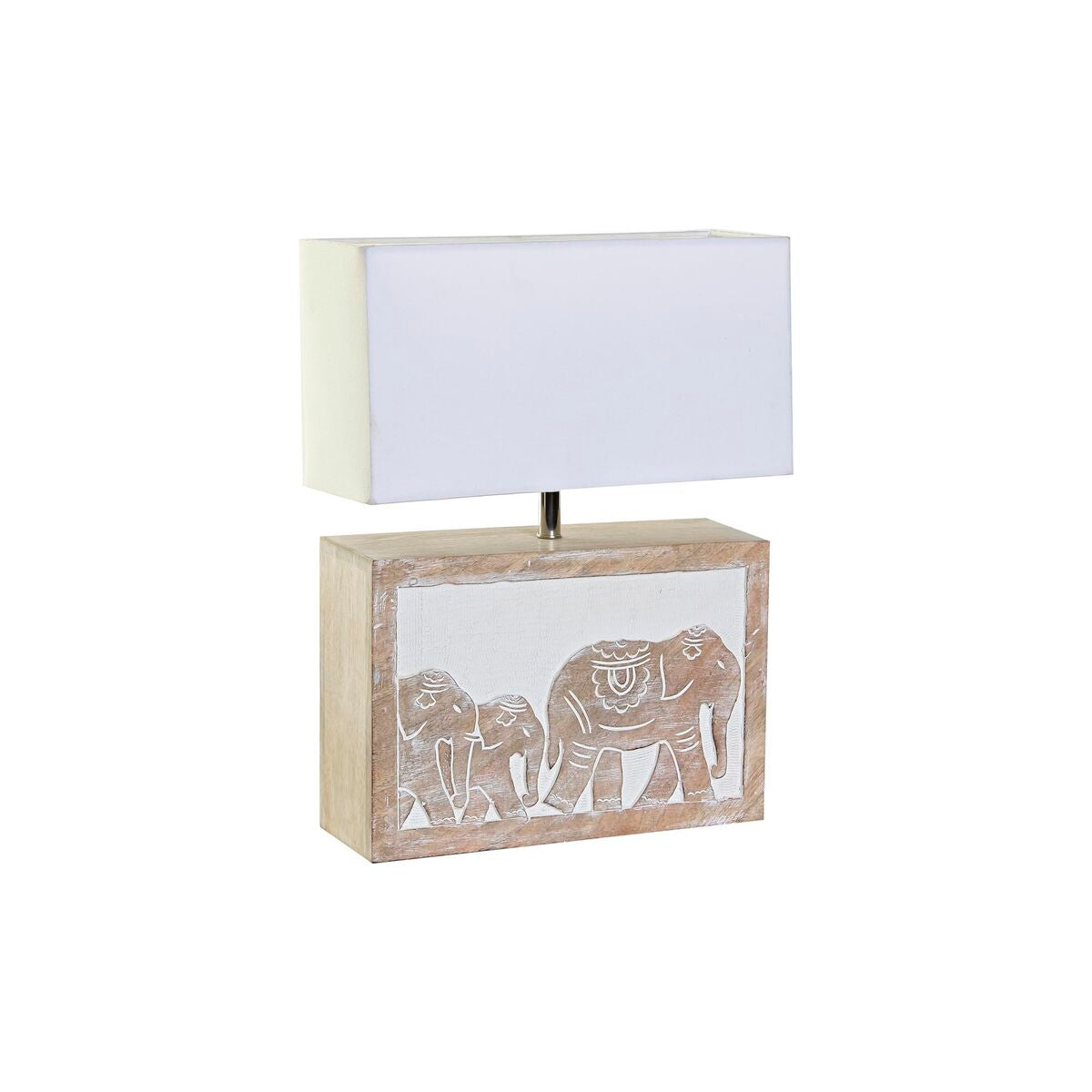 Tischlampe DKD Home Decor Weiß Braun Mango-Holz 50 W 220 V 33 x 12 x 41