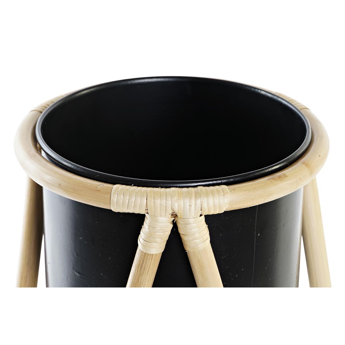 Blumentopf DKD Home Decor natürlich Schwarz Metall Kolonial Bambus (26