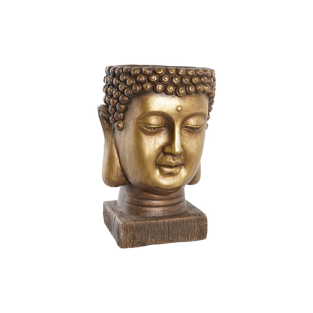 Blumentopf DKD Home Decor Fiberglas Gold Buddha Orientalisch (25 x 25 x