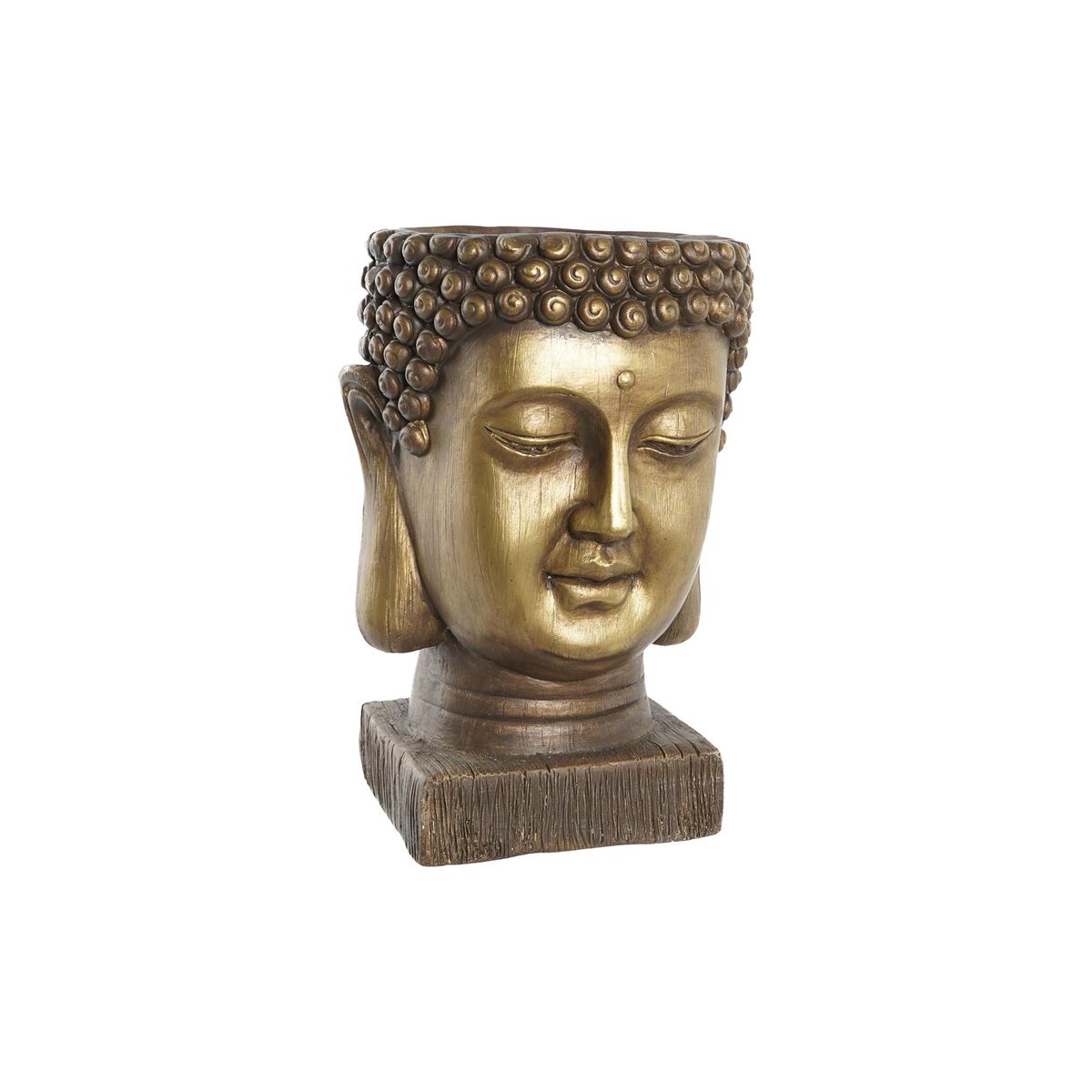 Blumentopf DKD Home Decor Fiberglas Gold Buddha Orientalisch (25 x 25 x