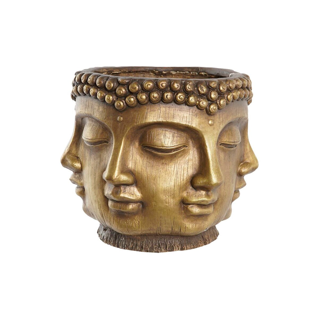 Blumentopf DKD Home Decor Gold Holz Magnesium rund Buddha Orientalisch
