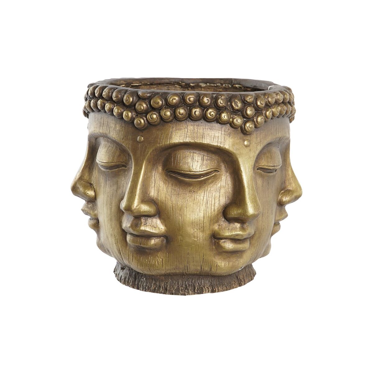 Blumentopf DKD Home Decor Gold Holz Magnesium rund Buddha Orientalisch