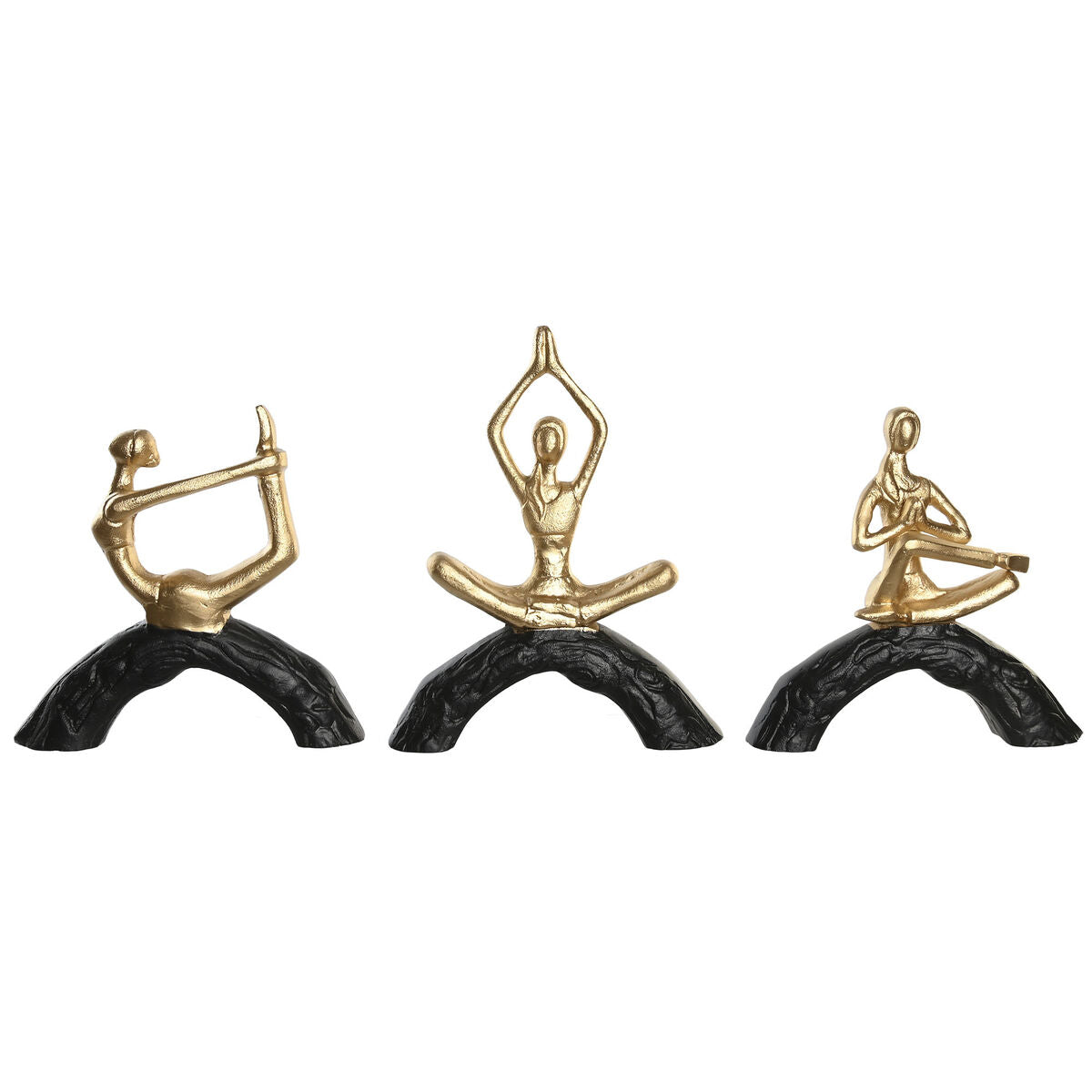 3er Yoga Figuren Gold-Schwarz – Edle Deko für dein Heim