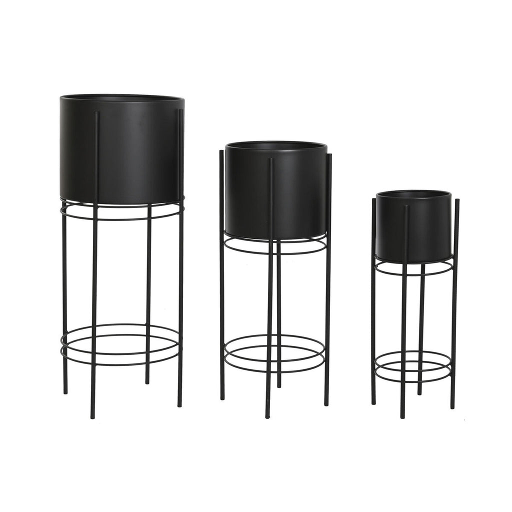 Blumentopf-Set «DKD Home Decor» Metall Schwarz (2er)
