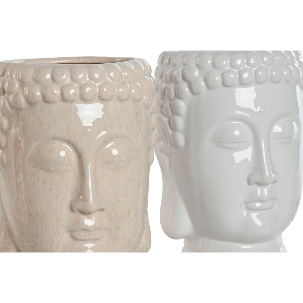 Blumentopf «Home ESPRIT» Keramik Weiss/Beige