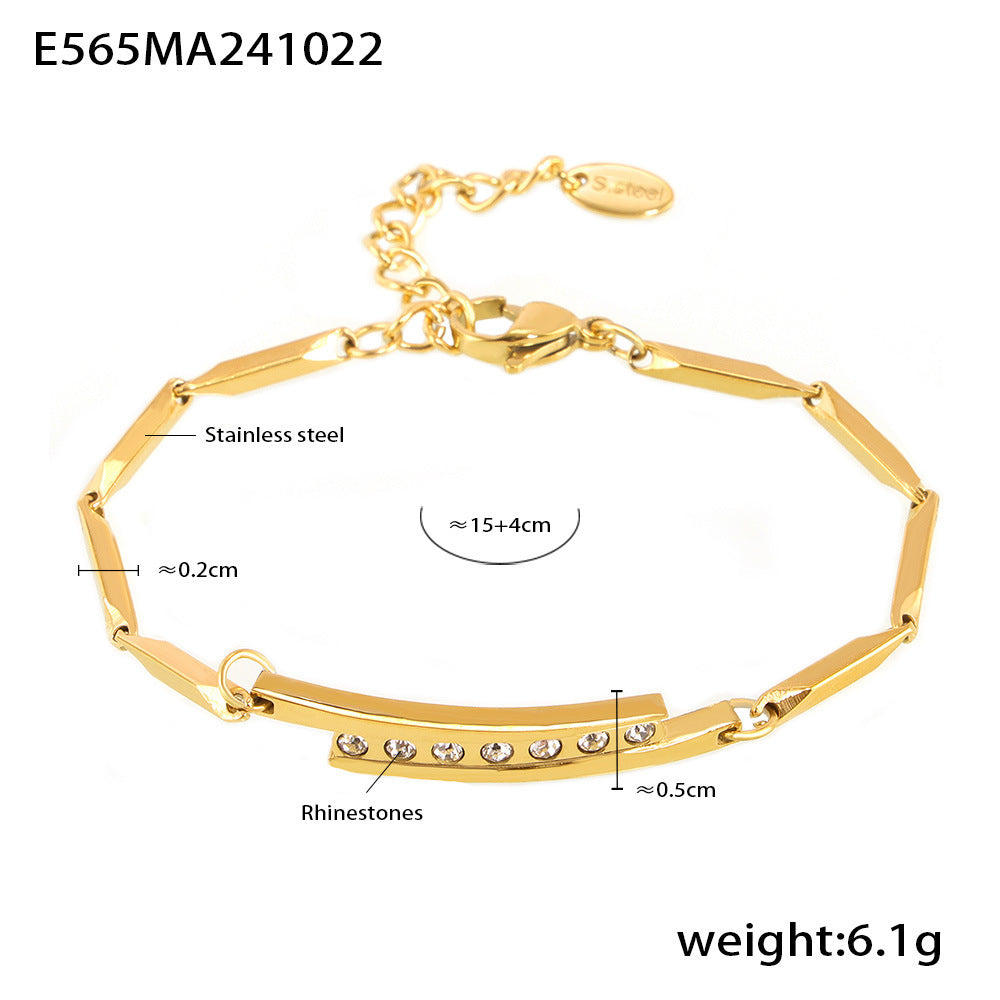 Vergoldetes Edelstahl-Armband mit Strass – Bild 3 | LuxeStyle
