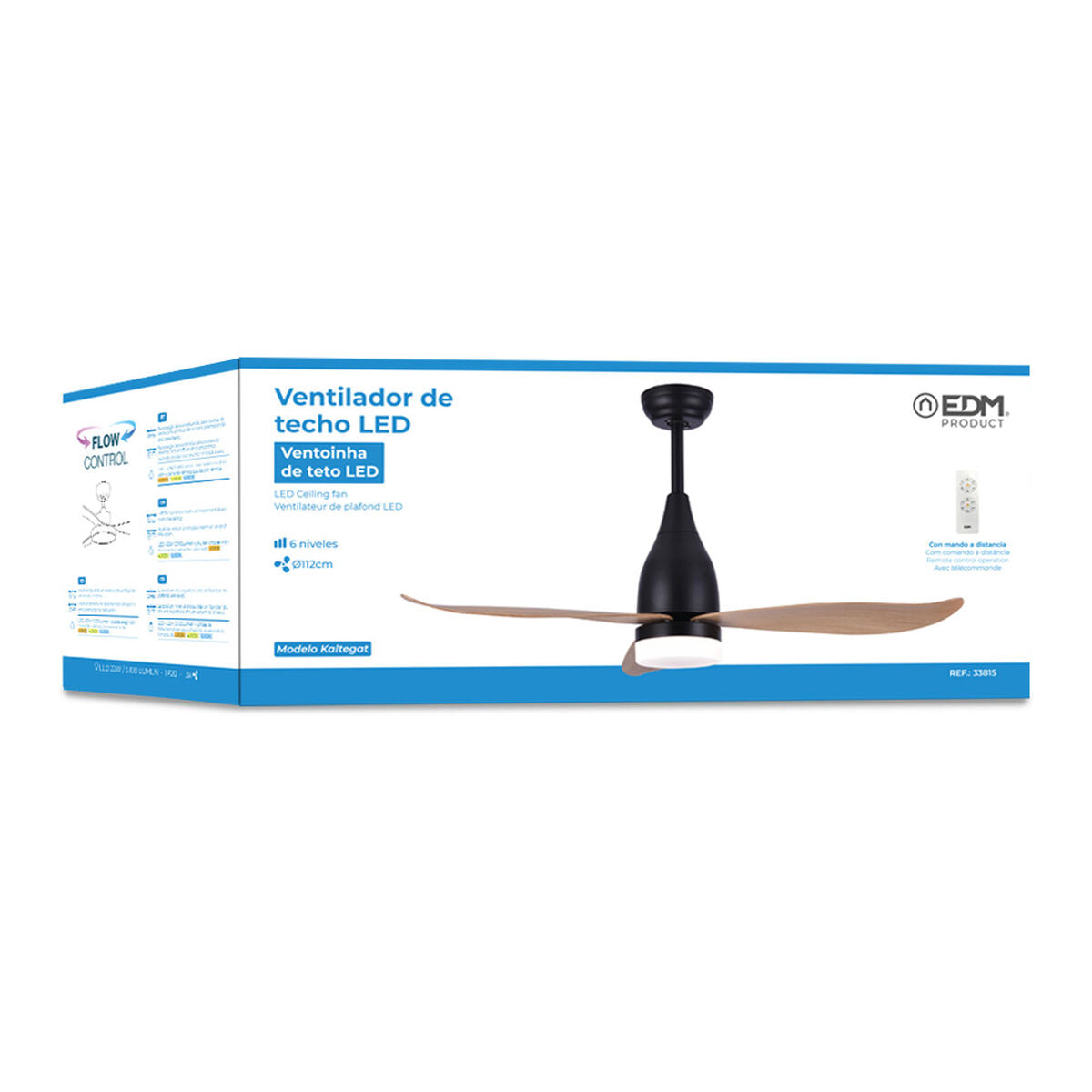 Deckenventilator mit Lampe EDM 33815 Kattegat Schwarz 15 W 18 W 2190 Lm – Bild 3 | LuxeStyle