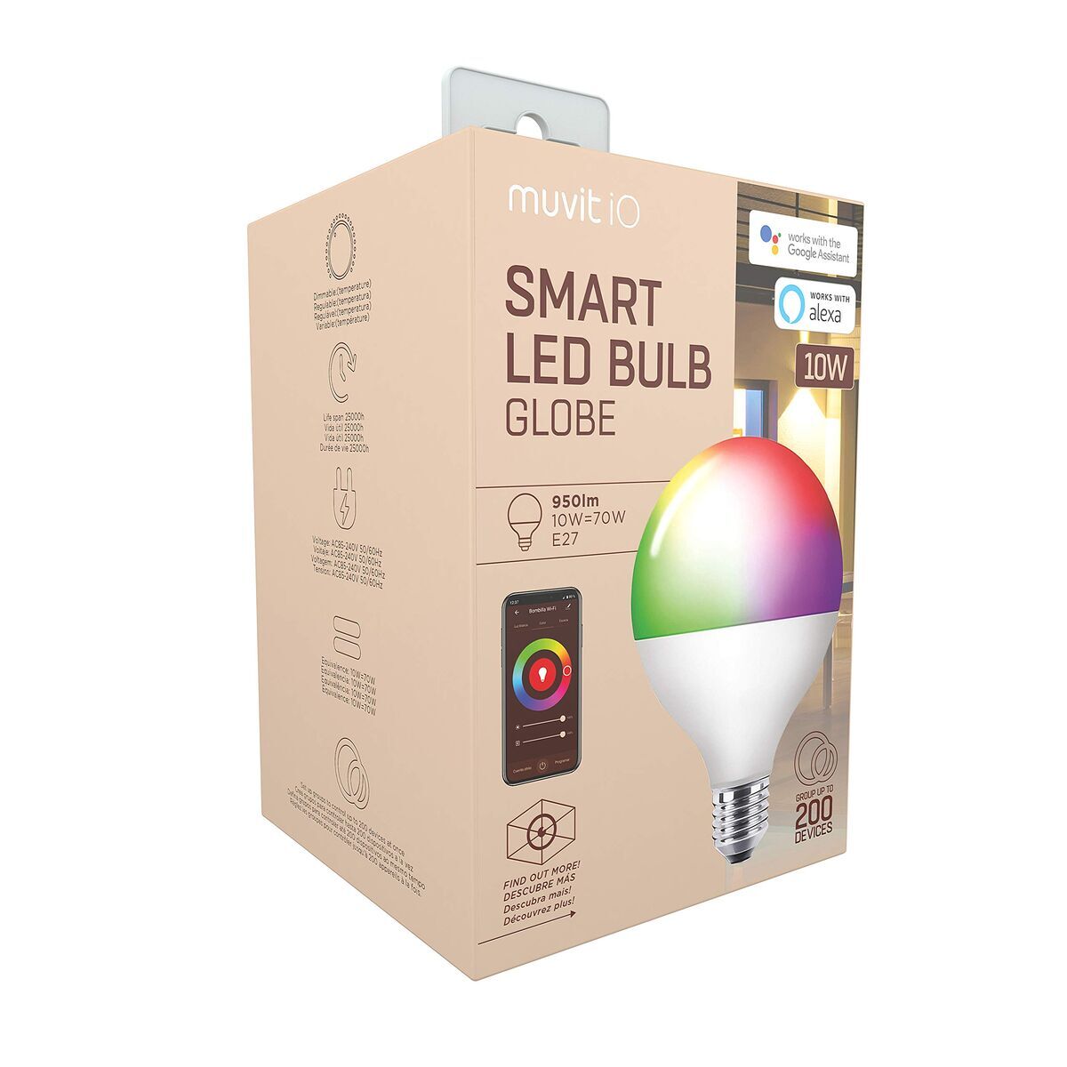 Smart Glühbirne Muvit iO 10 W E27 2700 K 6500 K 950 Lm Wi-Fi LED