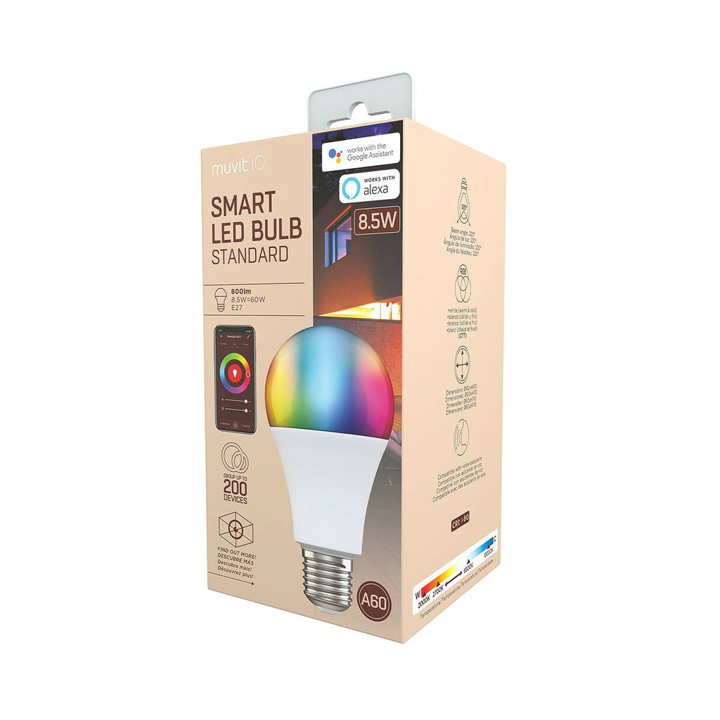 Smart Glühbirne Muvit 8,5 W E27 2700 K 6500 K 800 lm Wi-Fi LED Weiß