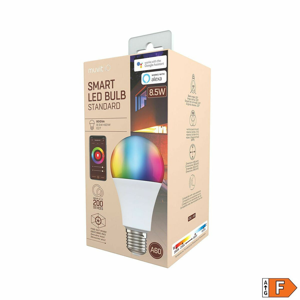 Smart Glühbirne Muvit 8,5 W E27 2700 K 6500 K 800 lm Wi-Fi LED Weiß