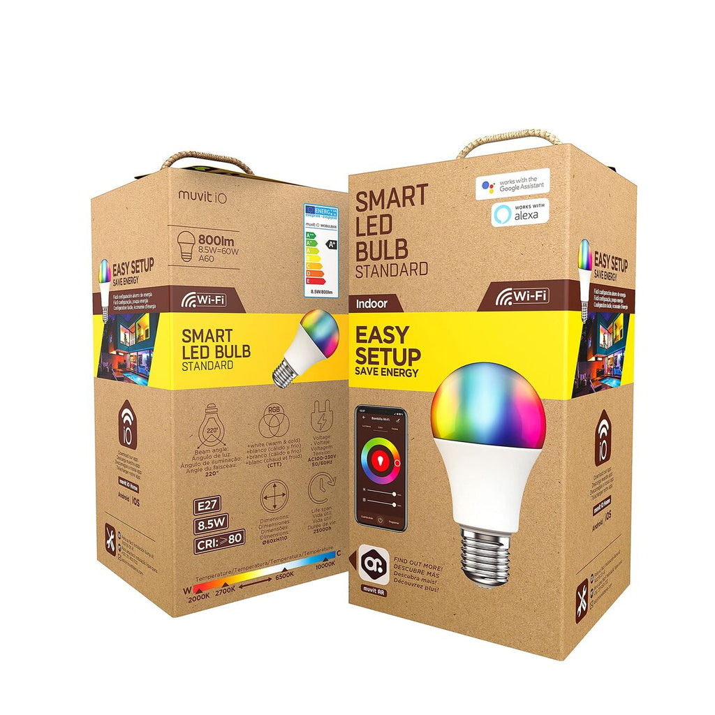 Smart Glühbirne Muvit 8,5 W E27 2700 K 6500 K 800 lm Wi-Fi LED Weiß