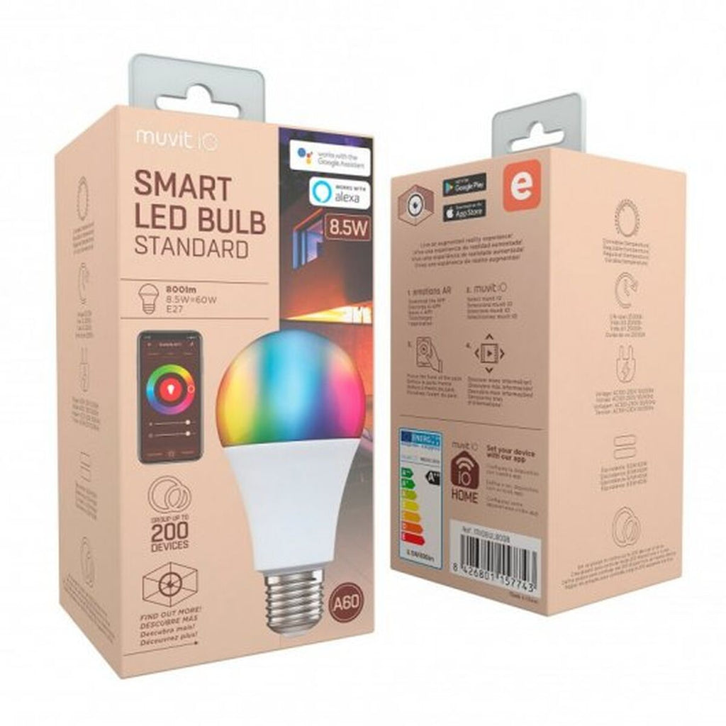 Smart Glühbirne Muvit 8,5 W E27 2700 K 6500 K 800 lm Wi-Fi LED Weiß