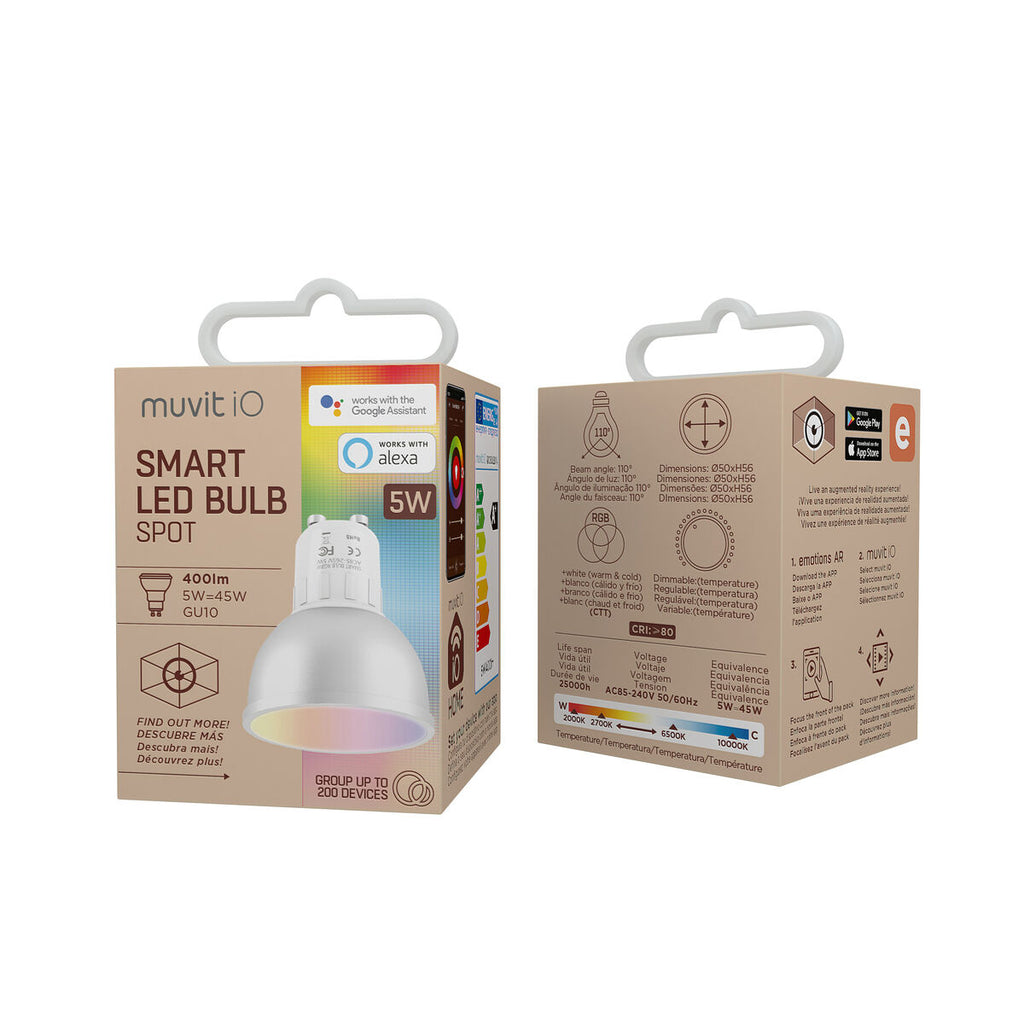 Smart Glühbirne Muvit iO 5 W GU10 2700 K 6500 K Wi-Fi LED 400 lm Weiß
