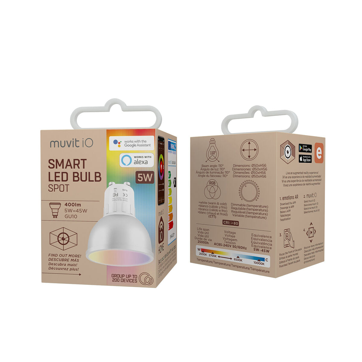 Smart Glühbirne Muvit iO 5 W GU10 2700 K 6500 K Wi-Fi LED 400 lm Weiß