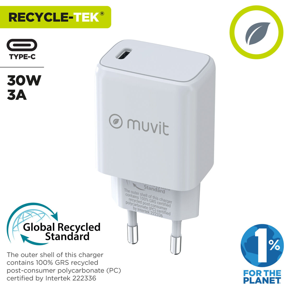 Wandladegerät Muvit MCACC0014 Weiß 30 W