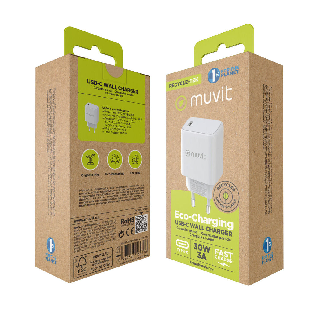 Wandladegerät Muvit MCACC0014 Weiß 30 W