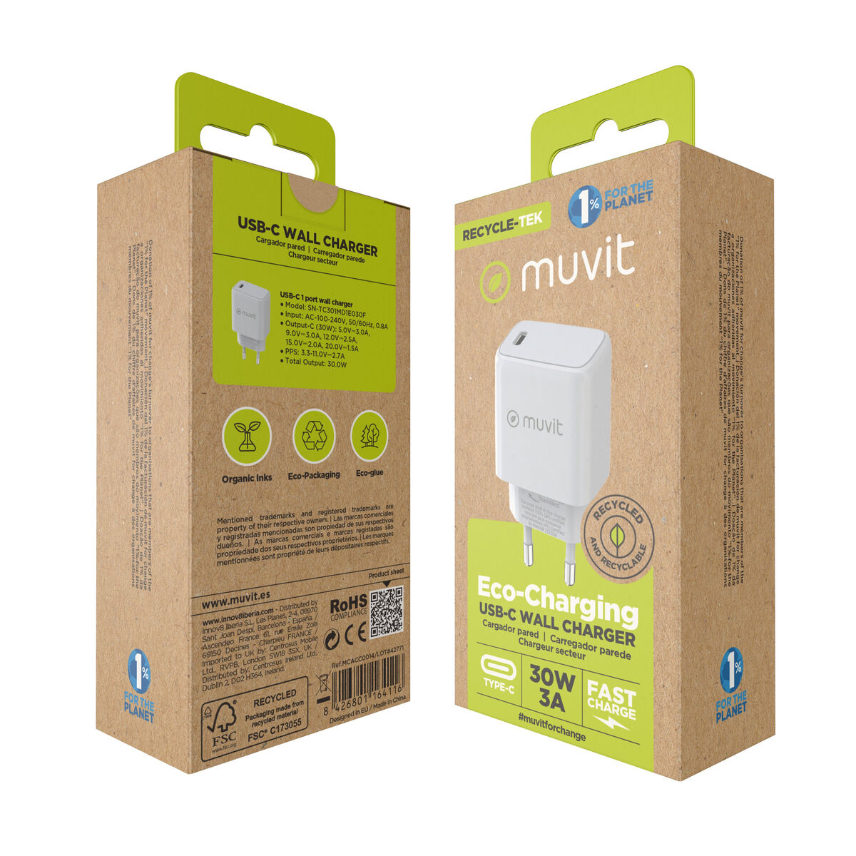 Wandladegerät Muvit MCACC0014 Weiß 30 W