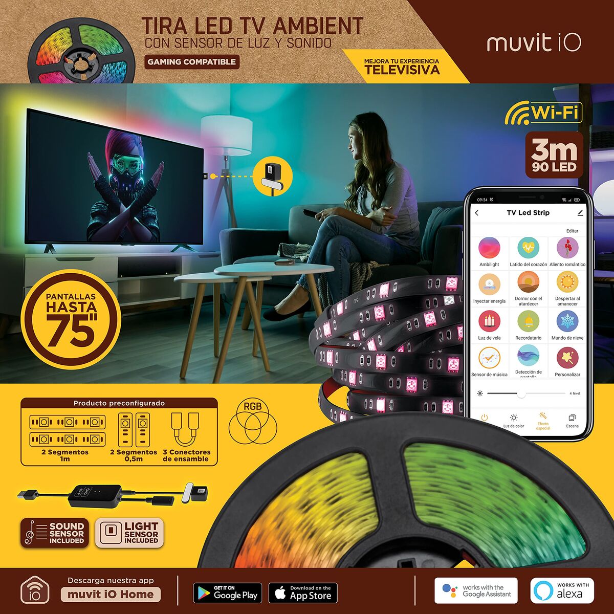 LED-Leisten Muvit iO Schwarz 30 cm 3 m