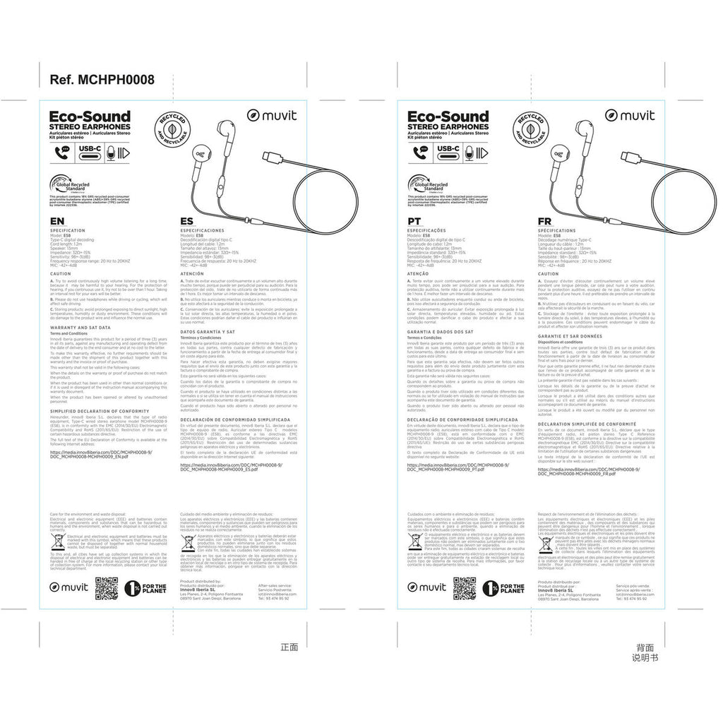 Kopfhörer Muvit for Change E58 Schwarz