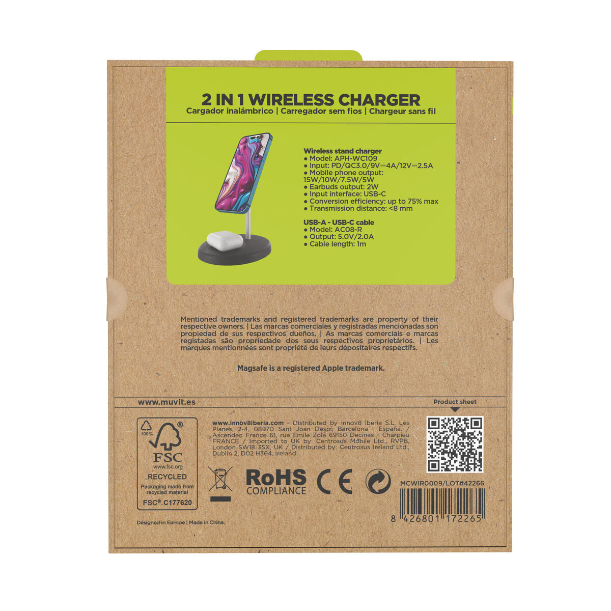 Kabelloses Ladegerät Muvit for Change APH-WC109 Schwarz