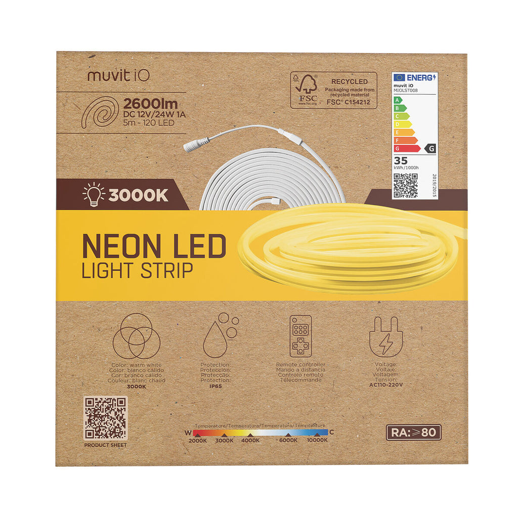 LED-Leisten muvit iO iO Warmes Weiß Durchsichtig 5 m Neon