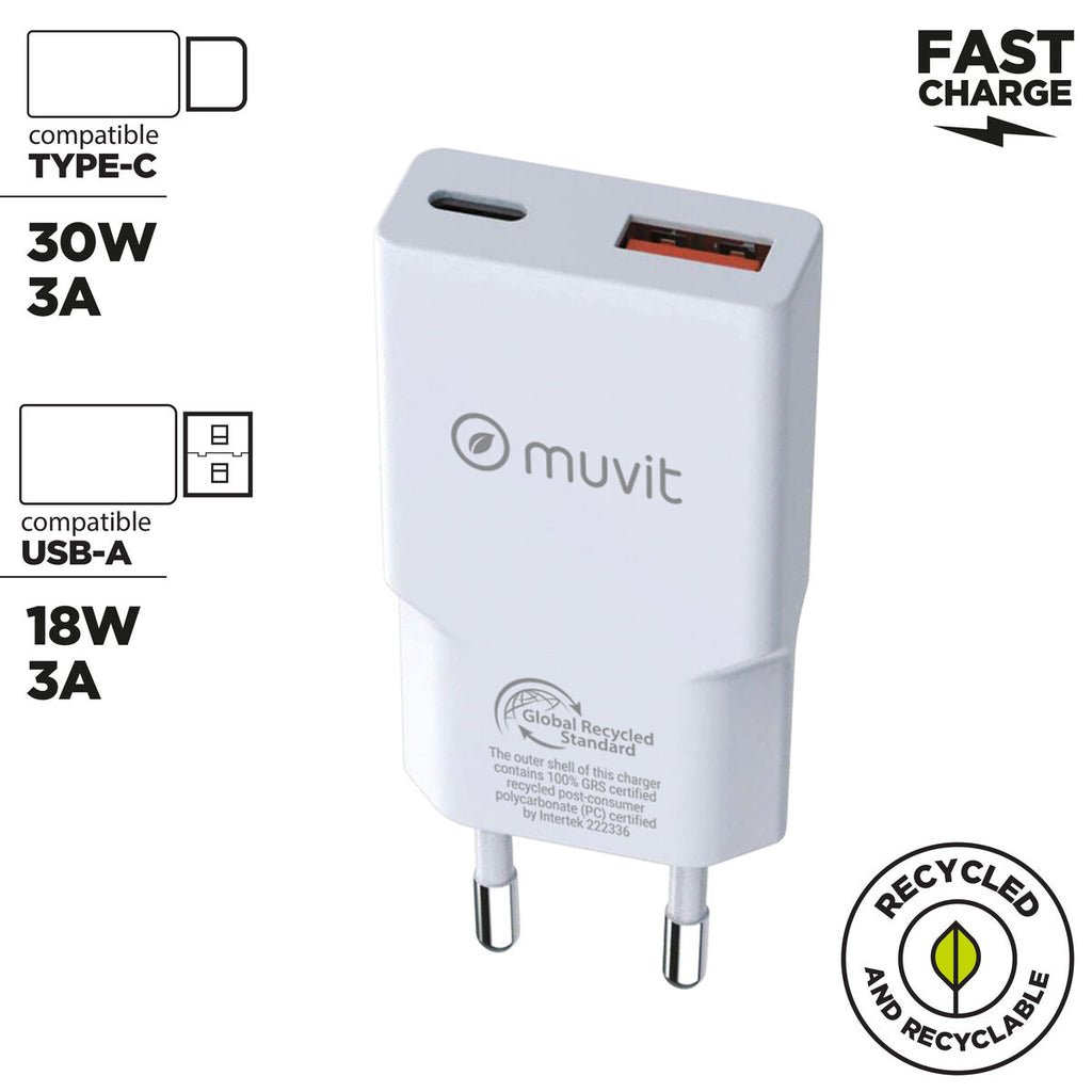Wandladegerät Muvit for Change HC-263 Weiß 18 W 30 W