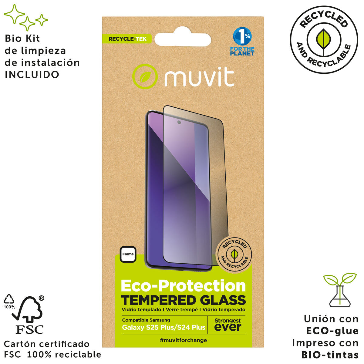 Bildschirmschutz fürs Handy Muvit for Change Galaxy S25 Plus/S24 Plus